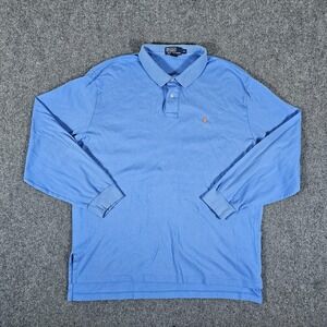 Polo Ralph Lauren Long Sleeve‎ Polo Shirt Baby Blue/Orange Men's Size 2XL Flaws